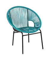 3 Pcs Patio Acapulco Furniture Bistro Set Plastic Rope Glass Table
