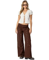 Edikted Women's Studded Low Rise Carpenter Jeans