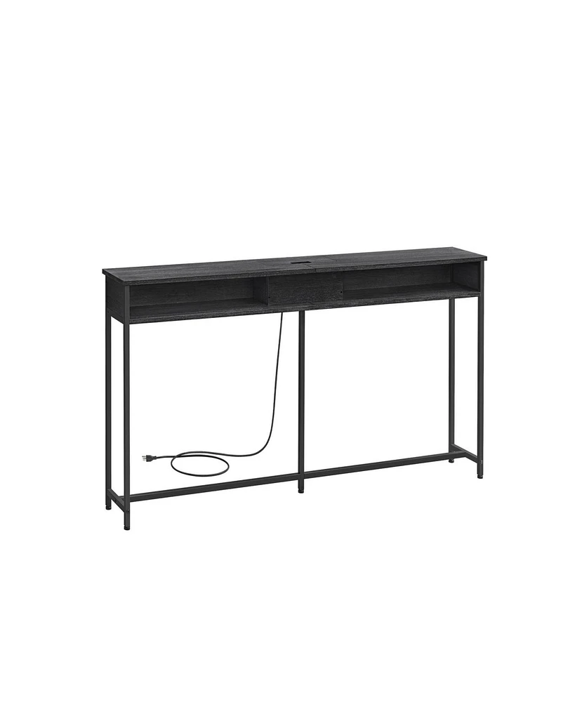 Slickblue Narrow Console Table with 2 Outlets and Usb Ports for Sofa or Entryway