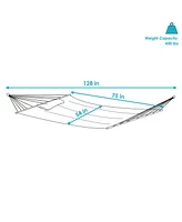 Quilted Outdoor Hammock with Spreader Bars - Heavy-Duty 450-Pound Capacity Double for Outside Khaki Stripe