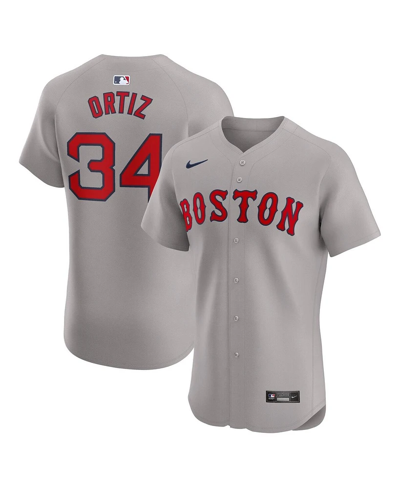 Nike Men's David Ortiz Gray Boston Red Sox Road Elite Player Jersey