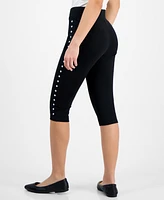 Bar Iii Petite Side-Studded Ponte Capri Pants, Exclusively at Macy's