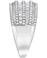 Diamond Princess & Round Multirow Statement Ring (1 ct. t.w.) in 14k White Gold