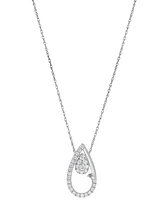 Diamond Halo Teardrop 18" Pendant Necklace (1/4 ct. t.w.) in 10k White Gold
