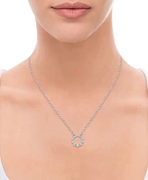 Diamond Graduated Bezel Circle Pendant Necklace (1/5 ct. t.w.) in 14k White Gold, 16" + 2" extender