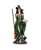 Fc Design 2-pc Set" 10.75"H Green Witch with Broom and Black Cat Figurine Statue Ornament Home Room Office Decor and Perfect Ideas for Housewarming, H