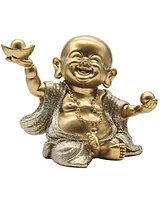 Fc Design "2-pc Set" 4.5"H Gold and Silver Maitreya Buddha Holding Gold Ingot Figurine Statue Ornament Home Room Office Decor and Perfect Ideas for Ho