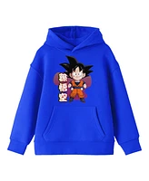 Dragon Ball Z Boys Smiling Chibi Goku Long Sleeve Royal Blue Youth Hooded