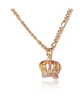 Juicy Couture Crown Pendant Necklace & Stud Earrings Set - Pink Crystal Embellished