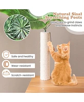 Gymax All-in-One Cat Tree w/ Litter Box Enclosure Cat Tower Scratching Posts Ladder