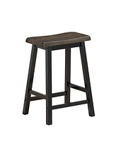 Gymax Set of 2 Bar Stools 24''H Saddle Seat Pub Chair Home Kitchen Dining Room