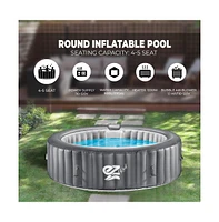 SereneLife 6-Seat Round Inflatable Hot Tub Spa with Led Lights & Remote Control