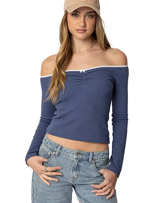 Edikted Women's Tal Ruched Off Shoulder Top