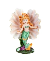 Fc Design "2-pc Set" 6.75"H Green Tailed Youth Mermaid Girl in Ocean Shell Mergirl Figurine Statue Ornament Home Room Office Decor and Perfect Ideas f