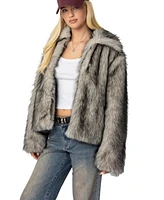 Edikted Womens Mob Wife Faux Fur Jacket