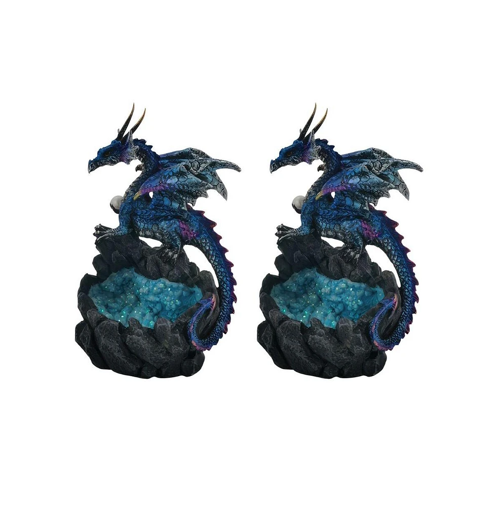 Fc Design "2-pc Set" 5.5"H Blue Dragon on Faux Crystal Cave Figurine Statue Ornament Home Room Office Decor and Perfect Ideas for Housewarming, Holida