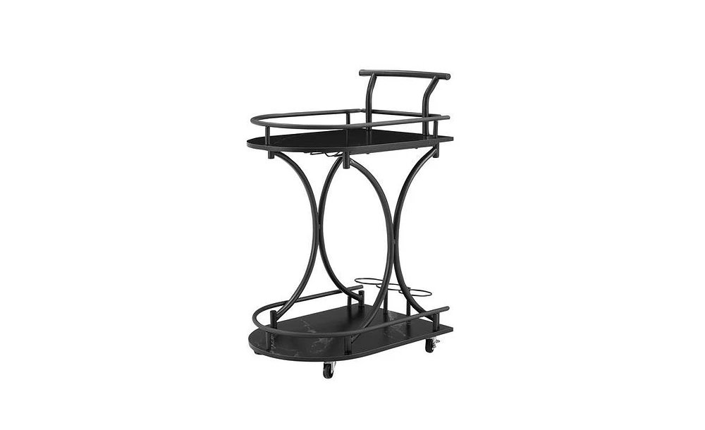 Slickblue 2-Tier Bar Cart with Slide Bar for Stylish and Convenient Drink Service