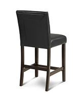 Gymax Set of 2 Bar Stools 25inch Counter Height Barstool Pub Chair Rubber Wood Black