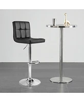 Gymax Set of 4 Pu Leather Bar Stool Swivel Bar Chair w/ Adjustable Height