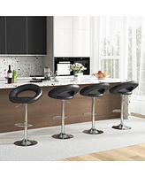 Gymax Set of 4 Adjustable Bar Stools Swivel Pub Chairs Barstools Pu Leather