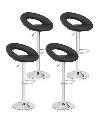 Gymax Set of 4 Adjustable Bar Stools Swivel Pub Chairs Barstools Pu Leather