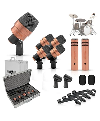 5 Core Drum Mic Kit 7 Pcs Kick Bass Tom Snare Dynamic Microphone Instrument Mics Set Copperex