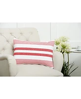 C&F Home 14" x 22" Red & White Stripe July Fourth Americana Cotton Woven Throw Pillow