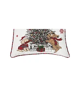 C&F Home Festive Dogs Around Tree 18" x 18" Embellished Throw Pillow