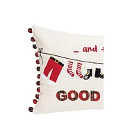 Christmas Clothesline 14" x 22" Embroidered Throw Pillow