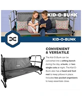 Disc-o-Bed Youth Double Cot Kid-o-Bunk with Storage Organizers & Carry Bag, Gray