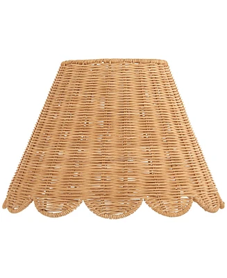 7" Top x 15" Bottom x 9 1/2" High x 9 1/2" Slant Lamp Shade Replacement Medium Brown Empire Round Tapered Farmhouse Coastal Country Natural Rattan Sca