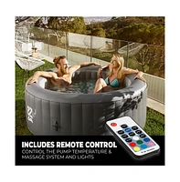 SereneLife 4-Seat Round Inflatable Hot Tub Spa with Led Lights & Remote Control