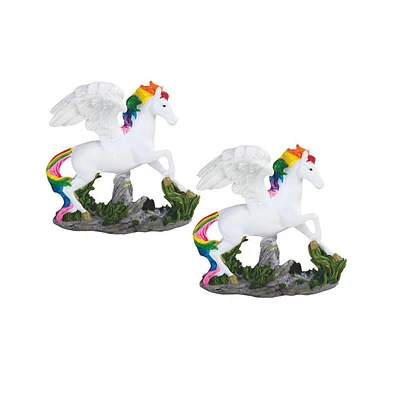 Fc Design "2-pc Set" 5.5"W Pegasus with Rainbow Mane Statue Unicorn Figurine Statue Ornament Home Room Office Decor and Perfect Ideas for Housewarming