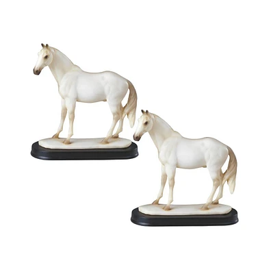 Fc Design "2-pc Set" 6"W White Horse Figurine Statue Ornament Home Room Office Decor and Perfect Ideas for Housewarming, Holidays and Birthdays