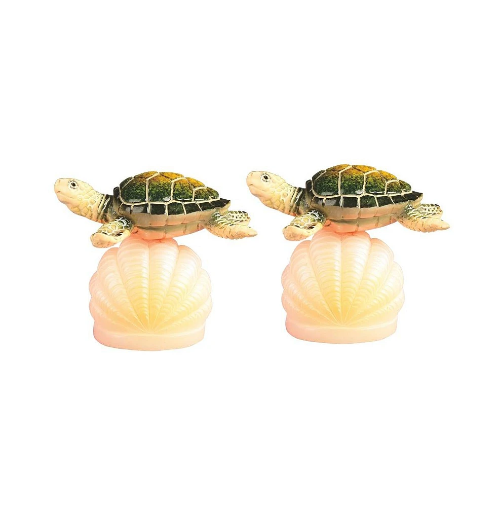 Fc Design "2-pc Set" 3"H Led Sea Turtle on Shell Figurine Statue Ornament Home Room Office Decor and Perfect Ideas for Housewarming, Holidays and Birt