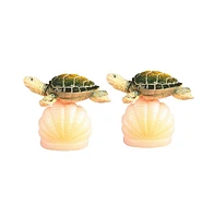 Fc Design "2-pc Set" 3"H Led Sea Turtle on Shell Figurine Statue Ornament Home Room Office Decor and Perfect Ideas for Housewarming, Holidays and Birt