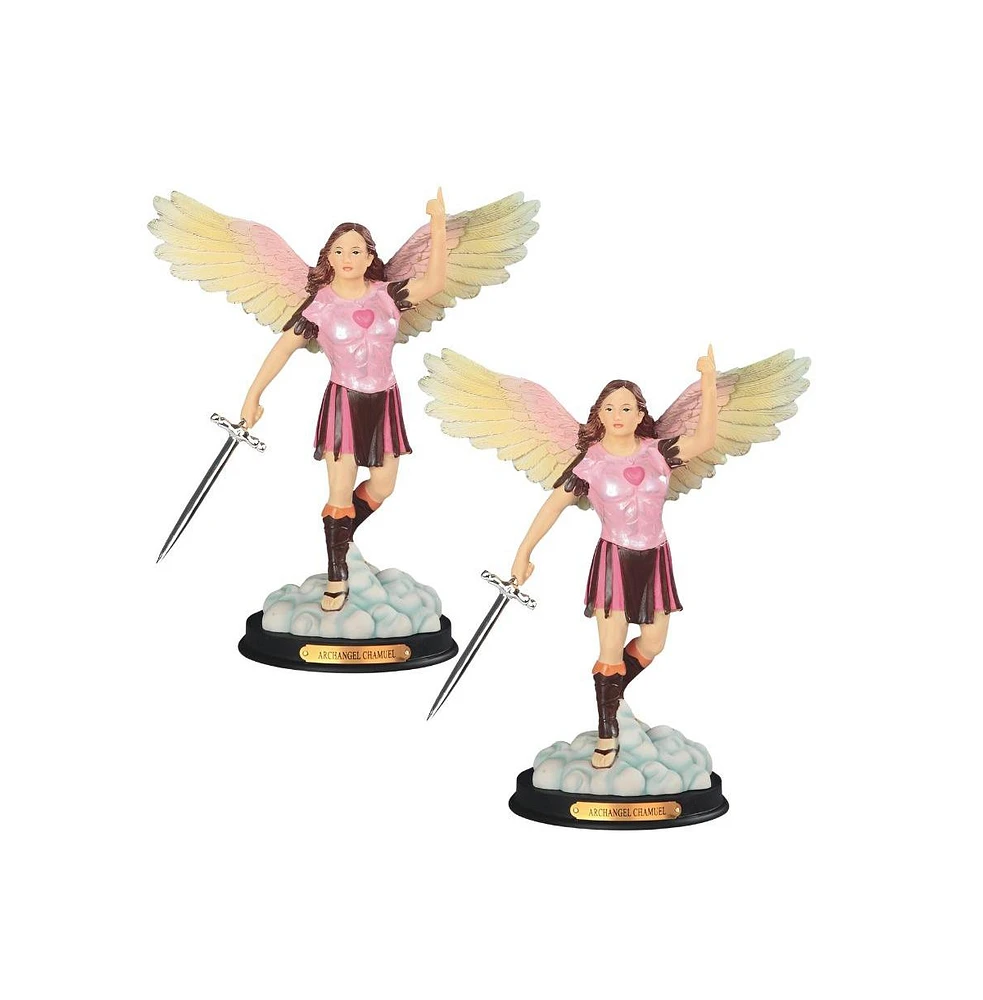 2-pc Set" Fc Design 10"H Archangel Chamuel Statue Angel of Peaceful Relationships Holy Figurine Statue Ornament Home Room Office Decor and Perfect Id