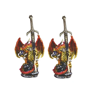 Fc Design "2-pc Set" 5"H Red Dragon with Sword Figurine Statue Ornament Home Room Office Decor and Perfect Ideas for Housewarming, Holidays and Birthd