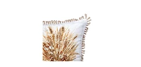 18" x 18" Thankful Wheat Printed and Embroidered Throw Pillow