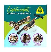 SereneLife Infinity 3-Wheel Kids Scooter With Led Wheels & Comfort Seat - Leopard