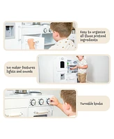Chef Sounds Interactive Play Kitchen for Kids - Wooden Kitchen Playset with Lights, Sounds, and Accessories - White