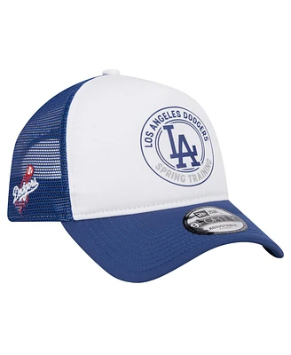 New Era Men's White/Royal Los Angeles Dodgers Spring Training Circle Foam A-Frame 9FORTY Trucker Adjustable Hat