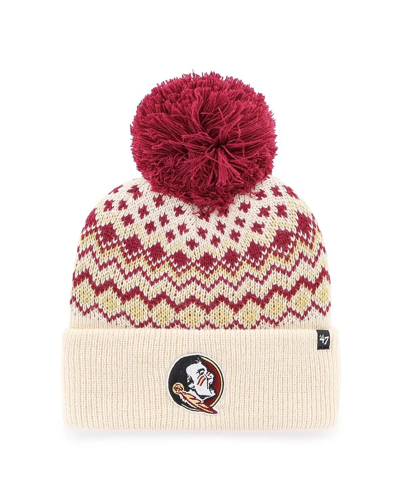 '47 Brand Women's Cream Florida State Seminoles Elsa Cuffed Knit Hat with Pom