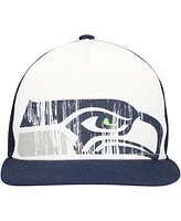 New Era Big Boys and Girls White/College Navy Seattle Seahawks Distressed 9FIFTY A-Frame Snapback Hat