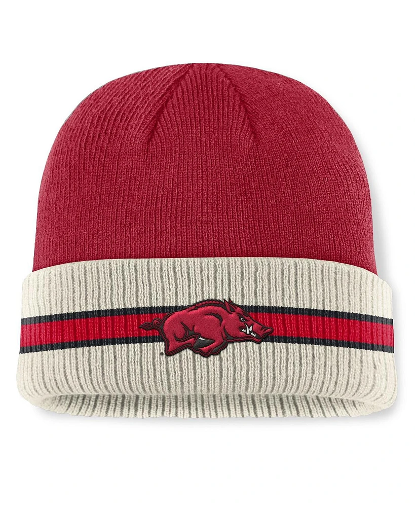 Top of the World Men's Cardinal/Cream Arkansas Razorbacks Silas Cuffed Knit Hat