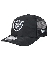 New Era Men's Black Las Vegas Raiders Adventure Camo Trucker 9SEVENTY Stretch-Snap Adjustable Hat