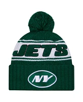 New Era Men's Green New York Jets 2024 Sideline Cuffed Knit Hat with Pom