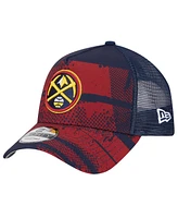 New Era Men's Navy/Red Denver Nuggets Tip Off A-Frame Trucker 9FORTY Adjustable Hat