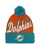 Outerstuff Big Boys and Girls Orange/Aqua Miami Dolphins Pro-Sport Jacquard Cuffed Knit Hat with Pom