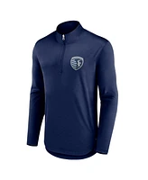 Fanatics Men's Navy Sporting Kansas City Iconic Quarter-Zip Jacket